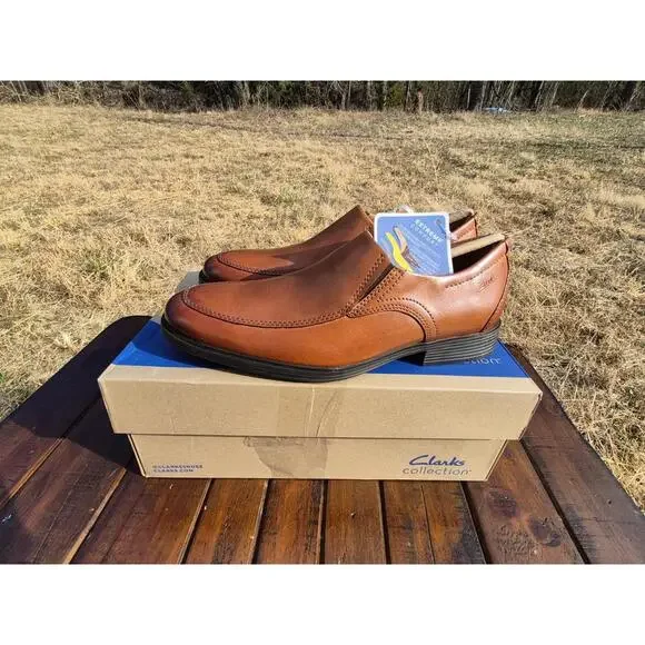 Clarks Whiddon Loafers Leather Slip on Tan Comfort Dress Shoe Men's 7 $105 MSRP - Picture 7 of 9